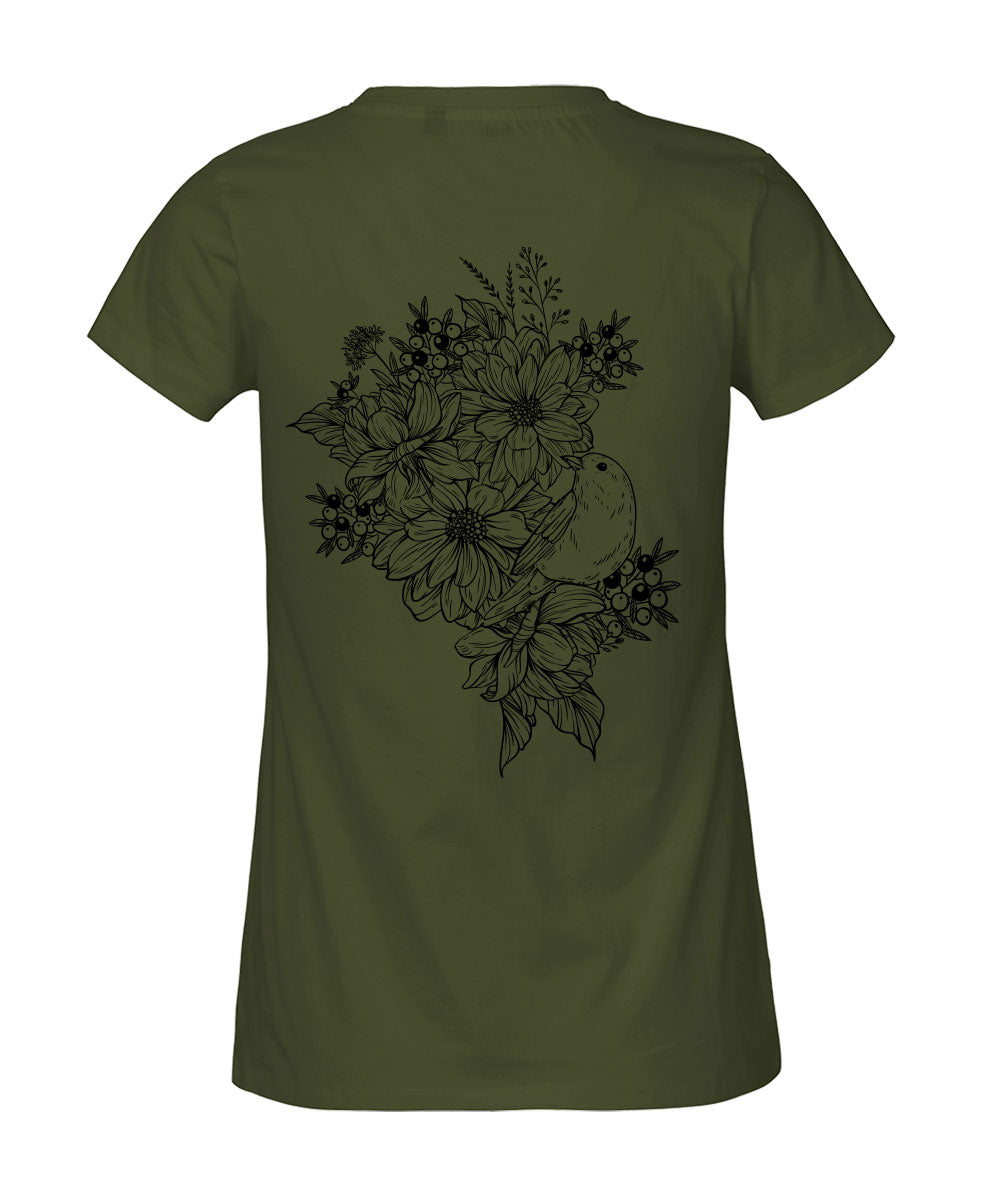 Damen T-Shirt Classic «bird and roses»