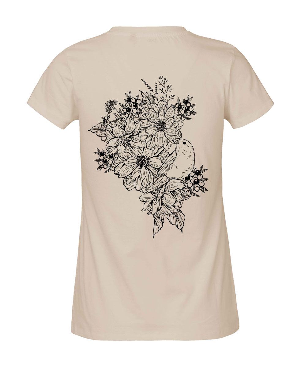 Damen T-Shirt Classic «bird and roses»