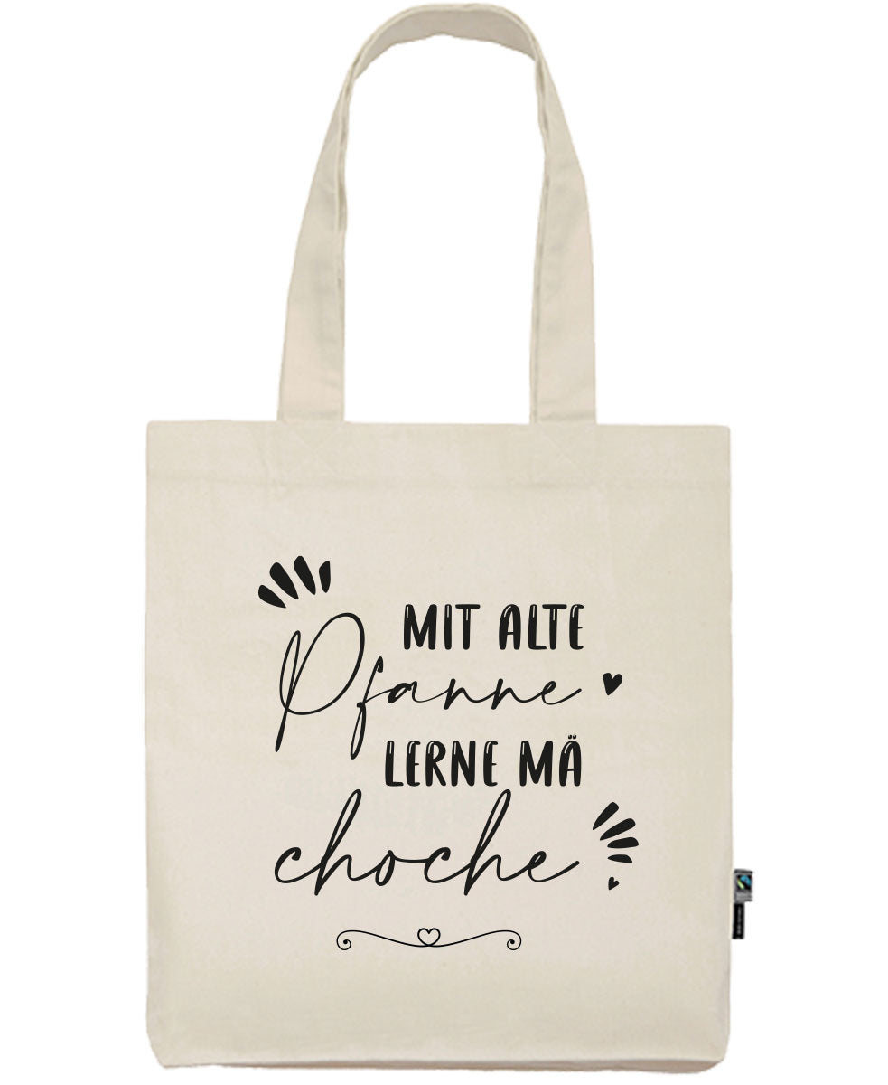 Baumwolltasche «mit alte Pfanne lerne mä choche»