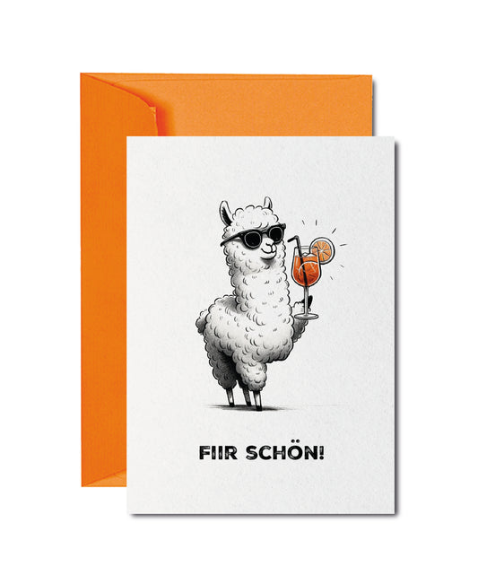 Grusskarte «Alpaka mit Aperol»