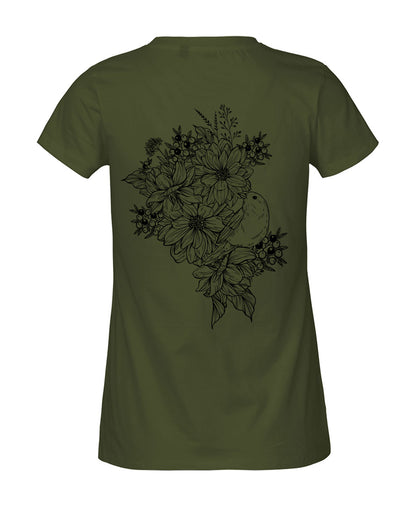Damen T-Shirt Classic «bird and roses»
