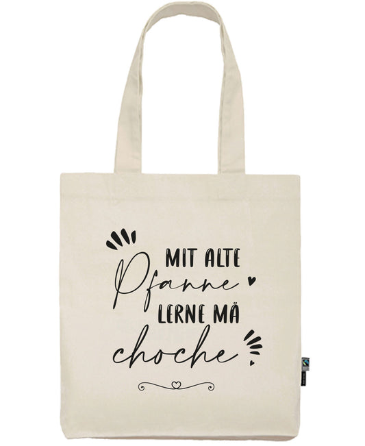 Baumwolltasche «mit alte Pfanne lerne mä choche»
